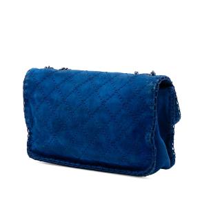 Chanel Blue Medium Quilted Suede Whipstitch Single Flap 2