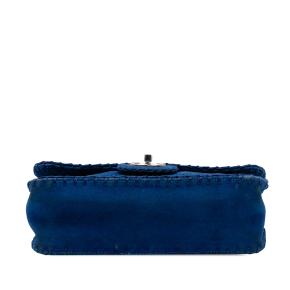 Chanel Blue Medium Quilted Suede Whipstitch Single Flap 3