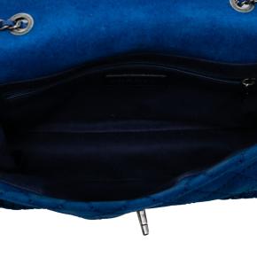 Chanel Blue Medium Quilted Suede Whipstitch Single Flap 4