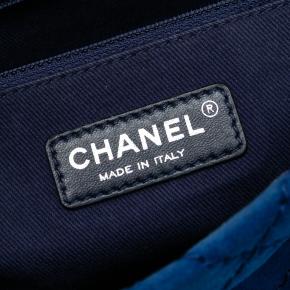 Chanel Blue Medium Quilted Suede Whipstitch Single Flap 5