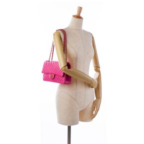 Chanel Pink Medium Chevron Lambskin Double Flap 9