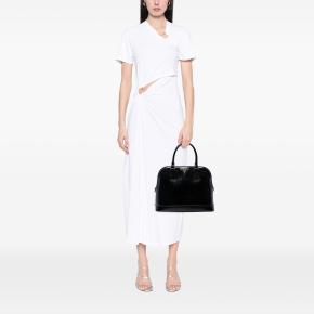 Prada Black Saffiano Vernice Promenade Dome Satchel 6