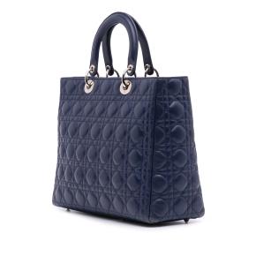 Dior Navy Large Lambskin Cannage Lady Dior 3