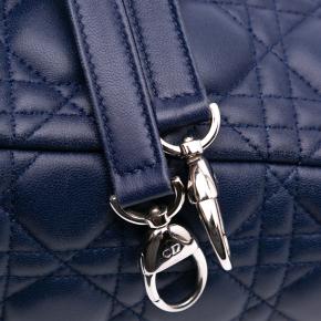 Dior Navy Large Lambskin Cannage Lady Dior 9