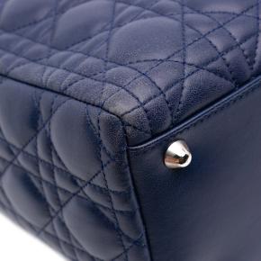 Dior Navy Large Lambskin Cannage Lady Dior 10
