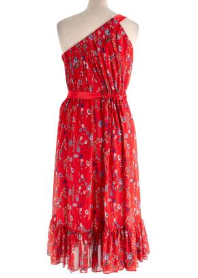 Alexis Pleated One-Shoulder Floral Dress 2