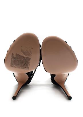 Gianvito Rossi Black Ruffled Lace-Up Sandals 5