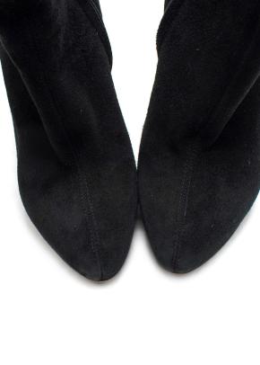 Giuseppe Zanotti Black Suede Wedge Ankle Boots Leopard Print Heel 8