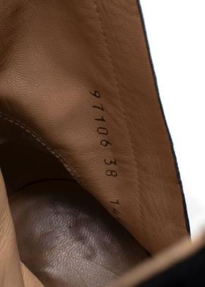 Giuseppe Zanotti Black Suede Wedge Ankle Boots Leopard Print Heel 9