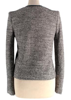 Iro Grey-black textured collarless snap-button jacket 6