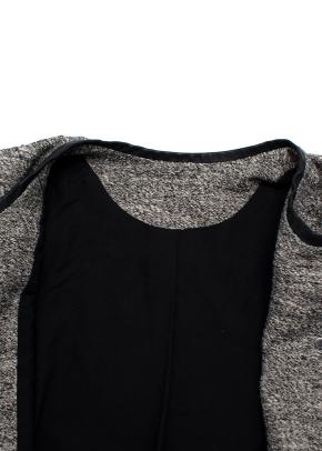 Iro Grey-black textured collarless snap-button jacket 7