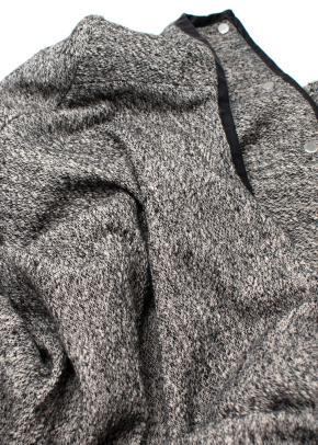 Iro Grey-black textured collarless snap-button jacket 5