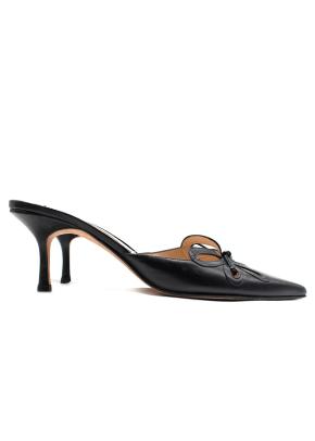Jimmy Choo Black Leather Kitten Heel Mules 7