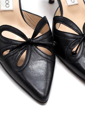 Jimmy Choo Black Leather Kitten Heel Mules 5
