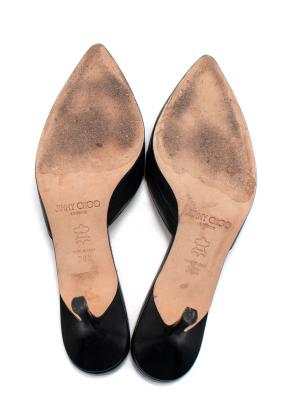 Jimmy Choo Black Leather Kitten Heel Mules 4