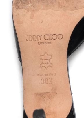 Jimmy Choo Black Leather Kitten Heel Mules 6