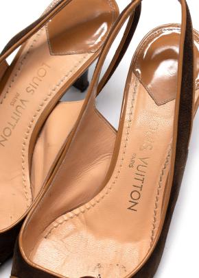 Louis Vuitton  Brown Suede Slingback Sandals 5