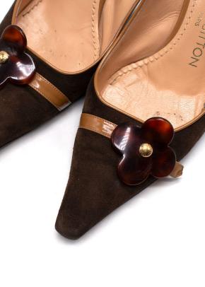 Louis Vuitton  Brown Suede Slingback Sandals 6