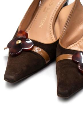 Louis Vuitton  Brown Suede Slingback Sandals 9