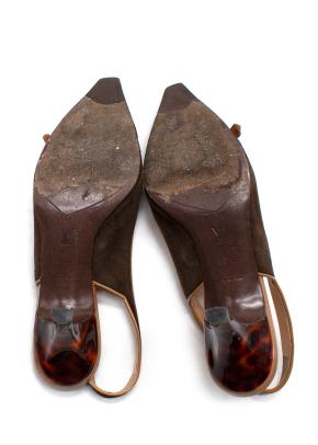 Louis Vuitton  Brown Suede Slingback Sandals 10
