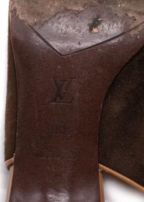 Louis Vuitton  Brown Suede Slingback Sandals 8