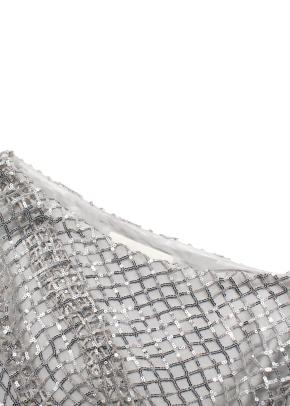 Michelle Mason Silver Sequin Mesh One-Shoulder Mini Dress 5