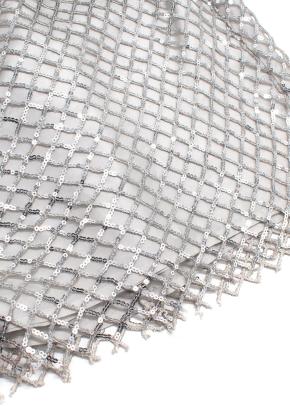 Michelle Mason Silver Sequin Mesh One-Shoulder Mini Dress 4