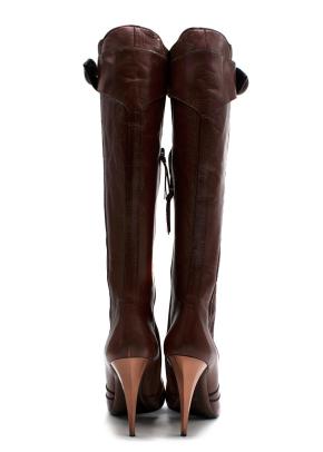 Miu miu Brown Leather High-Heel Knee Boots 2
