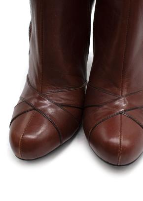 Miu miu Brown Leather High-Heel Knee Boots 7