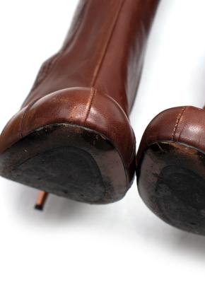 Miu miu Brown Leather High-Heel Knee Boots 6