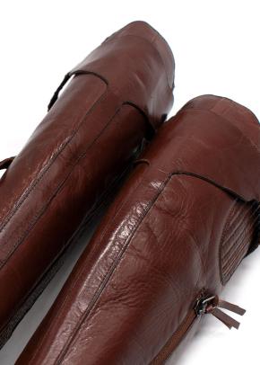 Miu miu Brown Leather High-Heel Knee Boots 12