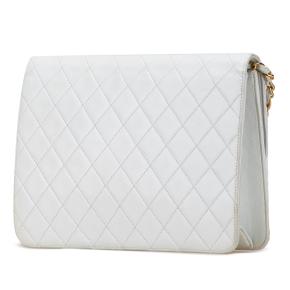 Chanel White CC Quilted Lambskin Single Flap 2