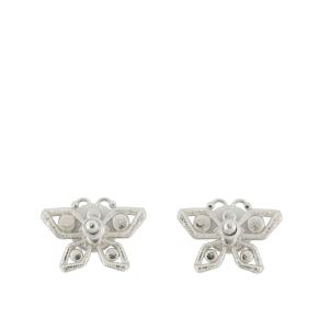 Chanel Silver Plated Crystal Butterfly Push Back Earrings 3