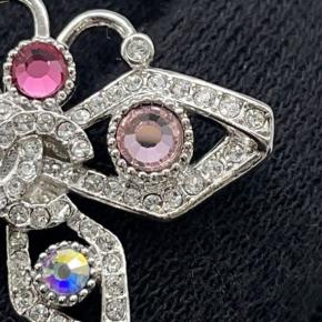 Chanel Silver Plated Crystal Butterfly Push Back Earrings 4