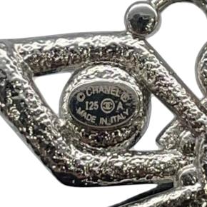 Chanel Silver Plated Crystal Butterfly Push Back Earrings 6