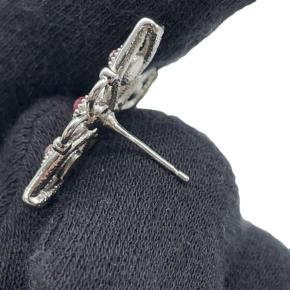 Chanel Silver Plated Crystal Butterfly Push Back Earrings 7