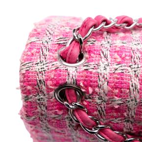 Chanel Pink Jumbo Classic Tweed Double Flap 12