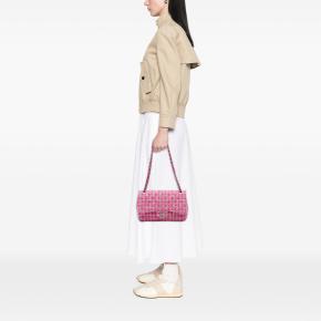 Chanel Pink Jumbo Classic Tweed Double Flap 13
