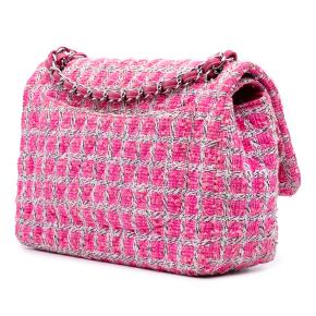 Chanel Pink Jumbo Classic Tweed Double Flap 2
