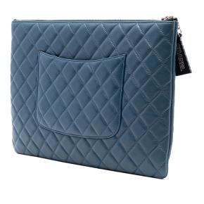 Large Quilted Lambskin La Habana O Case ClutchChanel Blue 2