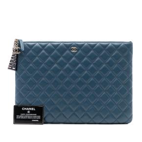 Large Quilted Lambskin La Habana O Case ClutchChanel Blue 8