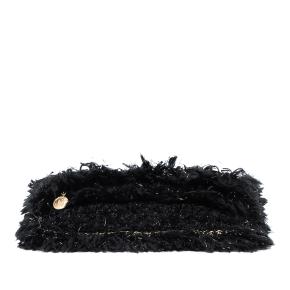 Chanel Black Paris Cosmopolite Tweed Fringe Clutch 4