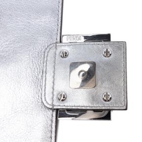 Fendi Silver Zucca Embossed Leather Baguette Satchel 6