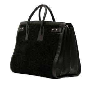 Saint Laurent Black Large Shearling Sac de Jour Satchel 2