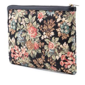 Celine Floral Tapestry Jacquard Calfskin Logo Pouch 2