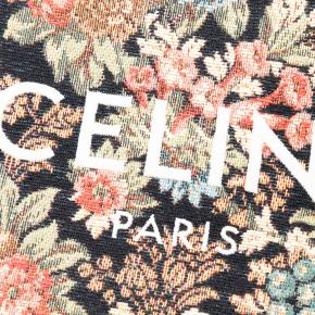 Celine Floral Tapestry Jacquard Calfskin Logo Pouch 5