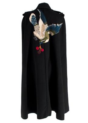 Gucci Black Cape with Floral Embroidery 9
