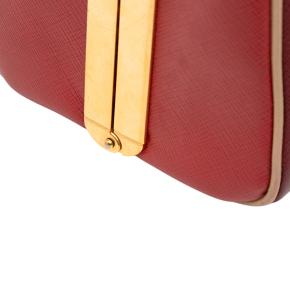 Prada Dark Red Saffiano Lux Pyramid Frame Top Handle Bag 10