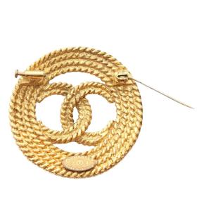 Chanel Gold Plated CC Rope Brooch 4.8x4.8cms 2