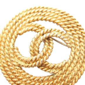 Chanel Gold Plated CC Rope Brooch 4.8x4.8cms 3